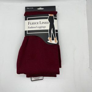 Crimson red Herringbone Fleece Leggings L/XL Gold Medal NWT